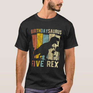 Kids Five Rex 5th Birthday Dinosaur T Rex 5 Year O T-Shirt