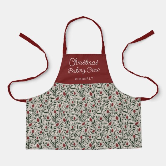 Kids Floral Pattern Weihnachtsgebäck Crew | Name Schürze (Vorderseite)