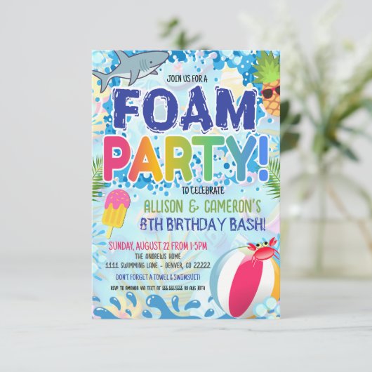 Kids Foam Party Einladung (Stehend Vorderseite)