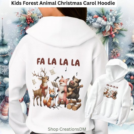 Kids Forest Animal Christmas Carol Hoodie