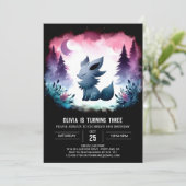 Kids Forest Wolf Geburtstag Einladung (Stehend Vorderseite)