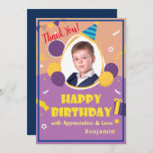 Kids Foto Balloons Happy Birthday Personalize Dankeskarte (Vorne/Hinten)