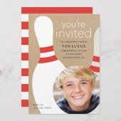 Kids Foto Bowling Geburtstagsparty Einladung (Vorne/Hinten)