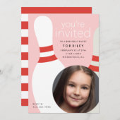 Kids Foto Bowling Geburtstagsparty Einladung (Vorne/Hinten)