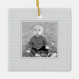 Kids FOTO NAME JEAR Gingham Jährlicher Spaß Keramikornament