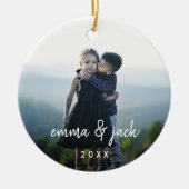 Kids Foto & Name Overlay Keramik Ornament (Vorne)
