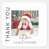 Kids Foto Vielen Dank Quadratischer Aufkleber (Vorderseite)