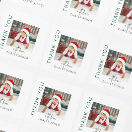 Kids Foto Vielen Dank Quadratischer Aufkleber