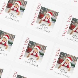 Kids Foto Vielen Dank Quadratischer Aufkleber