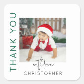 Kids Foto Vielen Dank Quadratischer Aufkleber (Vorderseite)