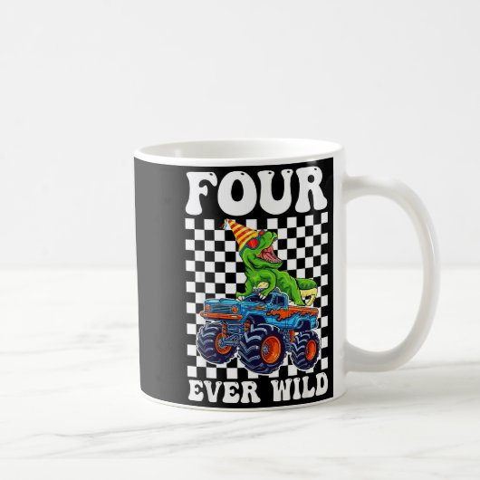 Kids Four Ever Wild Dinosaur Monster Truck 4th Bir Kaffeetasse (Rechts)