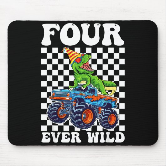 Kids Four Ever Wild Dinosaur Monster Truck 4th Bir Mousepad (Vorne)