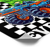 Kids Four Ever Wild Dinosaur Monster Truck 4th Bir Poster (Ecke)