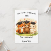 Kids Fox Bear Bunny Woodland Graduation Karte (Vorderseite/Rückseite Beispiel)