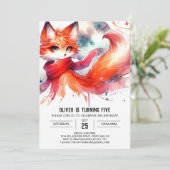 Kids Fox Birthday Einladung (Stehend Vorderseite)