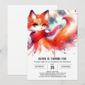 Kids Fox Birthday Einladung (Vorne/Hinten)
