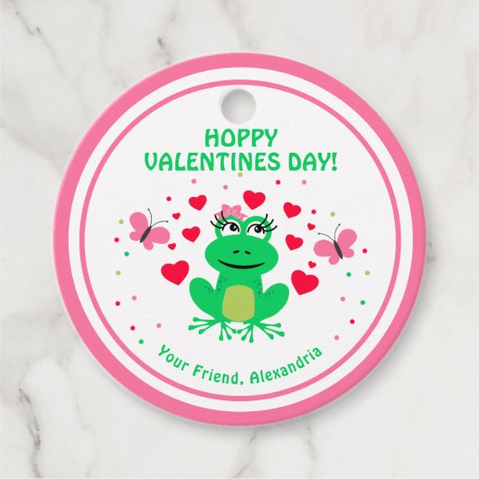 Kids Frog Hoppy Valentinstag Geschenkanhänger (Vorderseite)