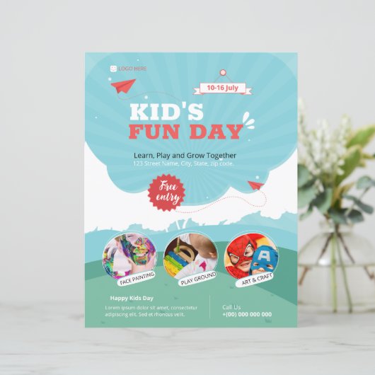 Kids Funday Flyer Template (Stehend Vorderseite)