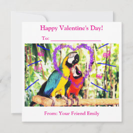 Kids Funky Klassenzimmer Valentine's Liebe Parrots Feiertagskarte