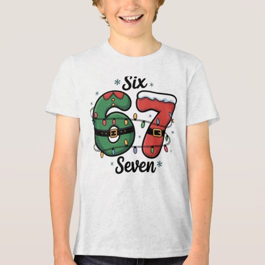Kids Funny 67 Christmas Lights Holiday Tri-Blend Shirt (Vorderseite)