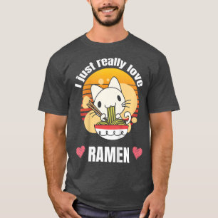 Kids Funny Cat Eating Ramen Noodle Zitat für eine  T-Shirt
