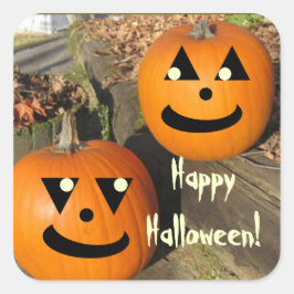 Kids Funny Halloween Country Pumpkins Quadratischer Aufkleber