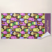 Kids Funny Kawaii Food Cartoon Charaktere Strandtuch (Vorderseite)