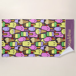 Kids Funny Kawaii Food Cartoon Charaktere Strandtuch