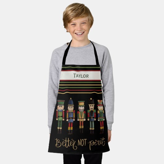 Kid's Funny Nutcracker Personalisierter Name Weihn Schürze (Getragen)
