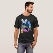 Kids Funny Oaster Bunny Hai mit Eierkörbe Rückzieh T-Shirt (Vorne ganz)