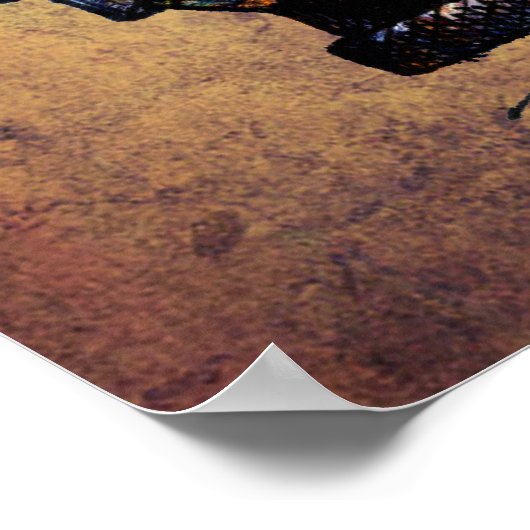 Kid's Funny Rusty Steampunk Robot Art Poster (Ecke)