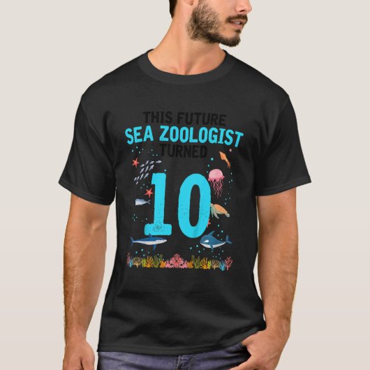 Kids Future Sea Zoologe für Ocean Birthday 10 Pa T-Shirt (Vorderseite)