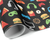 Kids Gamer Video Game Snacks Pizza Donuts Spaß Geschenkpapier (Rolleneckpunkt)