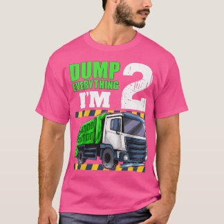 Kids Garbage Truck 2nd Birthday Boy 2 Year Old Two T-Shirt
