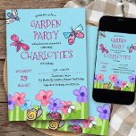 Kids Garden Party Naturlehrpfad in der Burg Niedli Einladung<br><div class="desc">Niedliches Party zum Geburtstag im Garten - einfach nach Ihrem Thema,  wie Picknick und Naturlehrpfad,  anpassen. Farbenfrohe Sommergartengestaltung mit whimsikaler Typografie,  Blume,  Käfer und Insekten,  einschließlich Schnecke,  Ladybird,  Bienen und Schmetterlinge.</div>