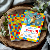 Kids Gebäude Block Geburtstag Einladung