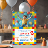 Kids Gebäude Block Geburtstag Einladung