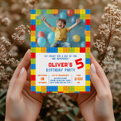 Kids Gebäude Block Geburtstag Einladung