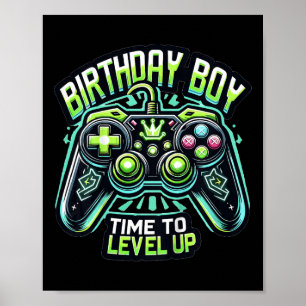 Kids Geburtstag Junge Level Up Gamer Controller Vi Poster