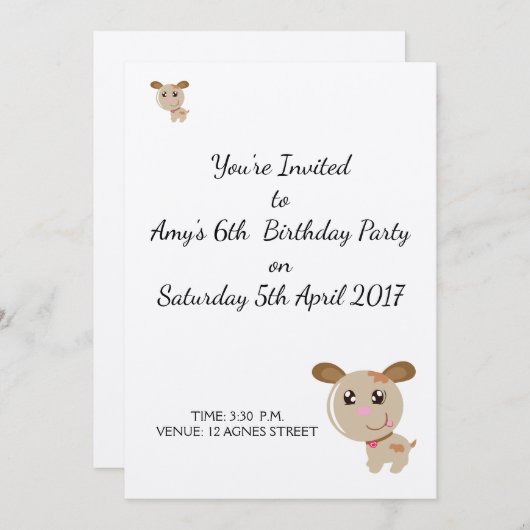 KID'S GEBURTSTAGES INVITATIONSKARTE EINLADUNG (Vorne/Hinten)