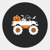 Kids Ghost Pumpkin Riding Monster Lazy Hallo Runder Aufkleber (Vorderseite)