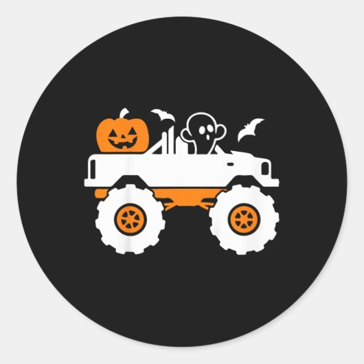 Kids Ghost Pumpkin Riding Monster Lazy Hallo Runder Aufkleber (Vorderseite)