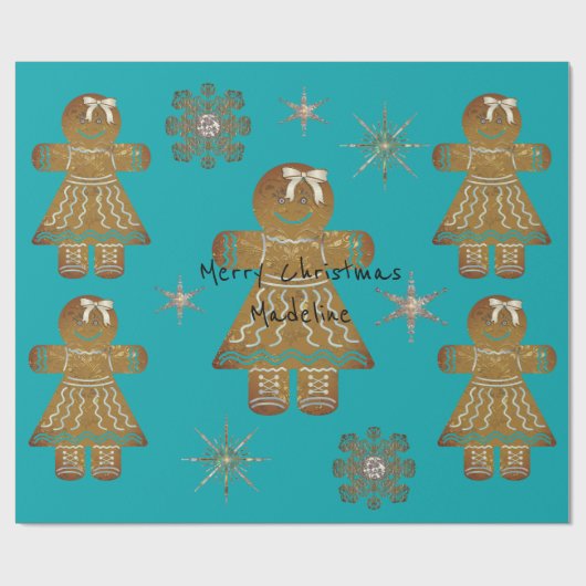 Kids Gingerbread Girly Monogram oder Message Geschenkpapier (Flach)