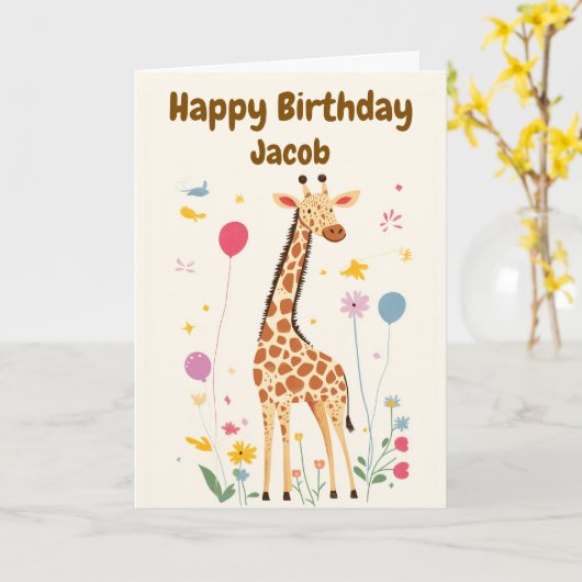 Kid's Giraffe Niedlicher Glückwunsch zum Geburtsta Karte (Gelbe Blume)