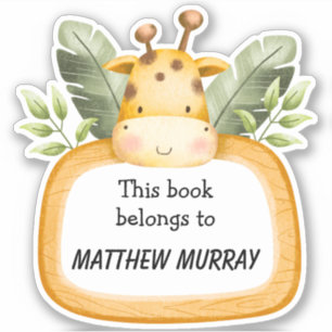 Kids Giraffe Personalisiertes Buchzeichen Aufkleber