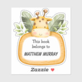 Kids Giraffe Personalisiertes Buchzeichen Aufkleber (Blatt)