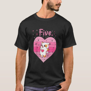 Kids Girl daughter cute cat kitty heart love 5th b T-Shirt