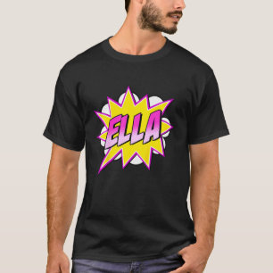 Kids Girls Ella Name Comic Buch Superhero T-Shirt
