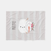Kids Girly Christmas Blume Snowman und Name Fleecedecke (Vorderseite (Horizontal))