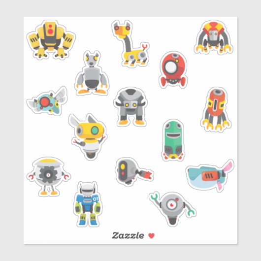 Kids Goofy Cartoon Roboter Sticker (Blatt)